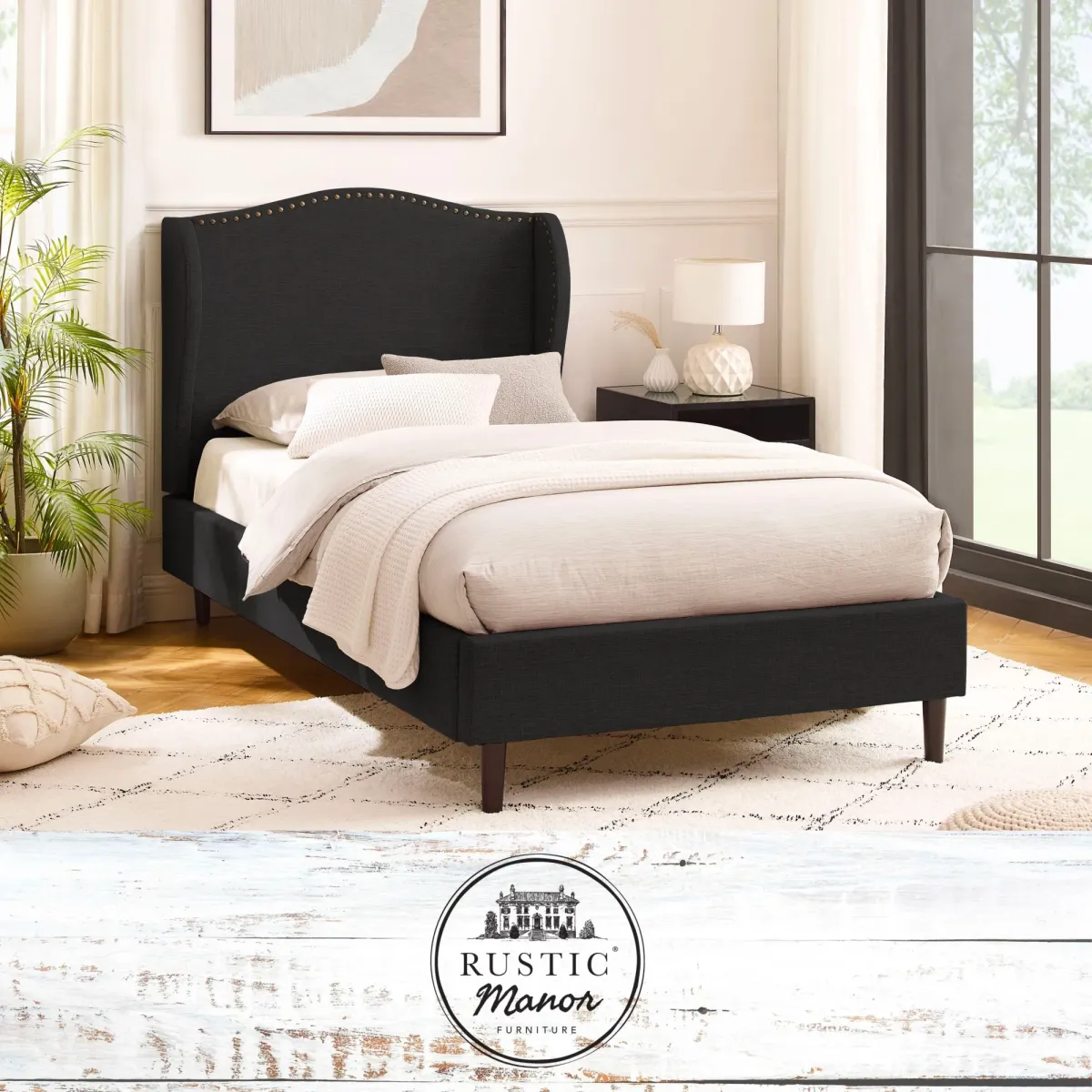 Rustic Manor Ciana Linen Platform Bed