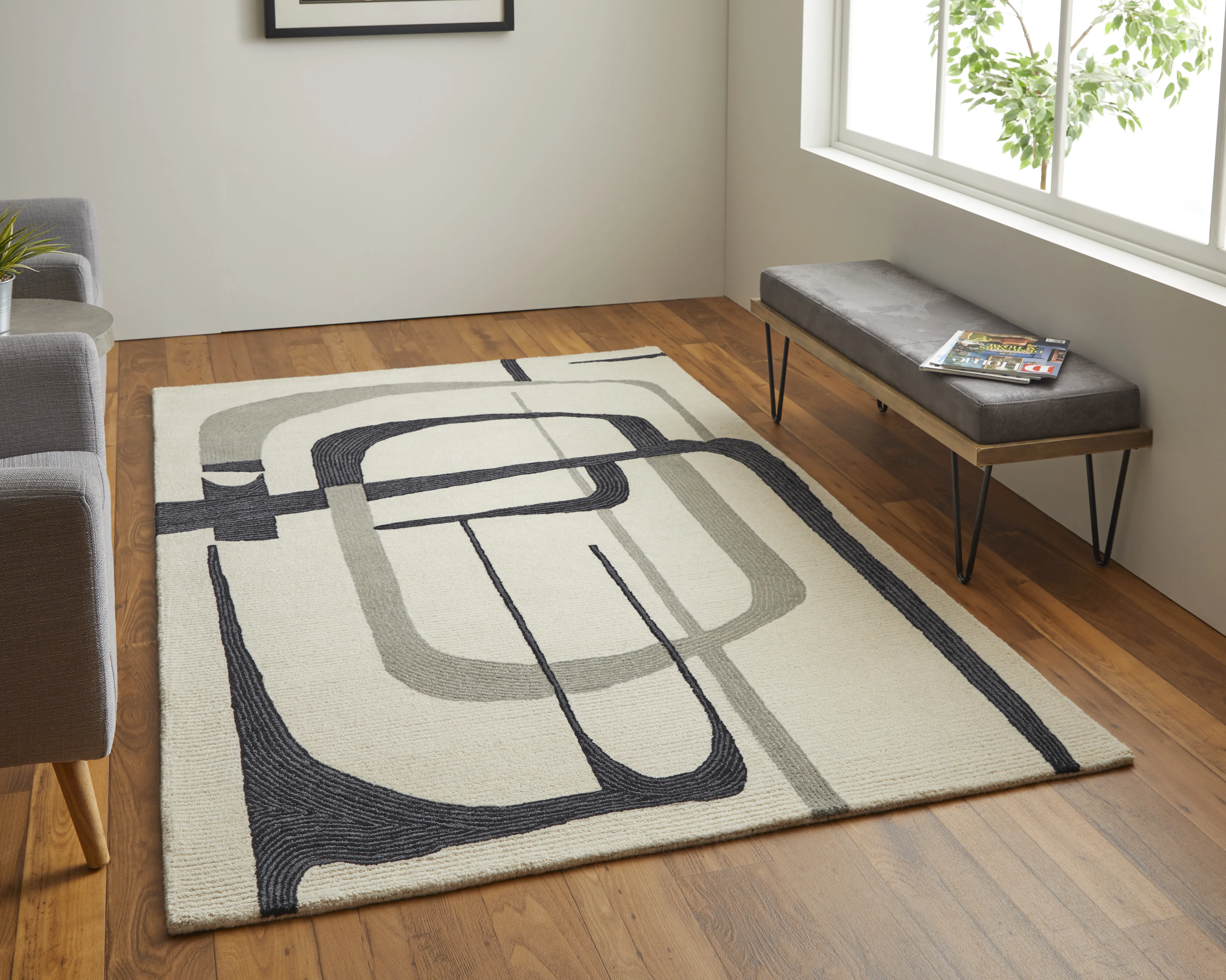 Maguire 8905F Ivory/Gray/Black 9' x 12' Rug