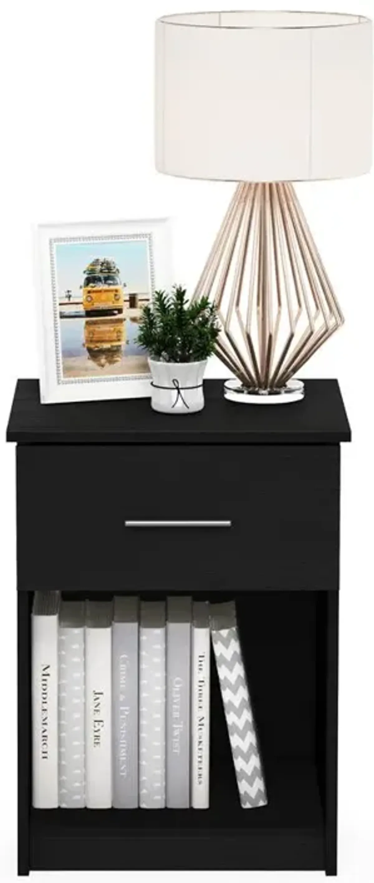 Furinno Tidur Nightstand with Handle with One Drawer, Americano