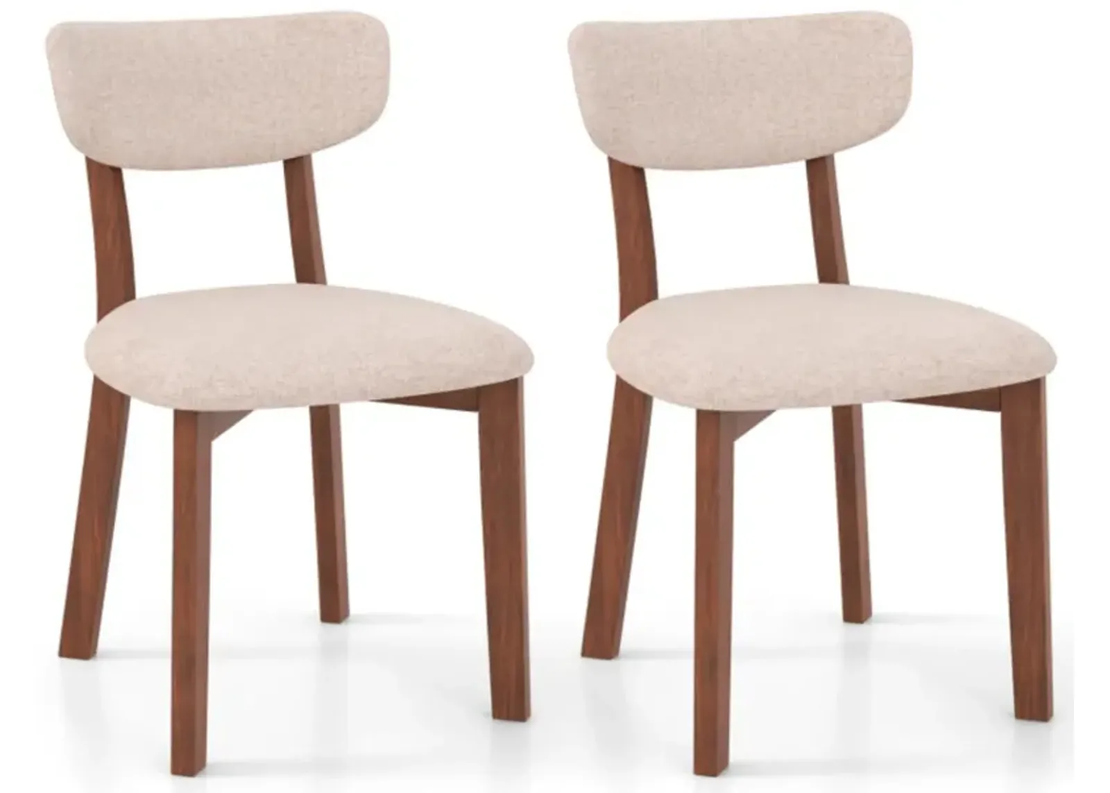 Hivvago Dining Chairs Set of 2 Upholstered Mid-Back Chairs with Solid Rubber Wood Frame