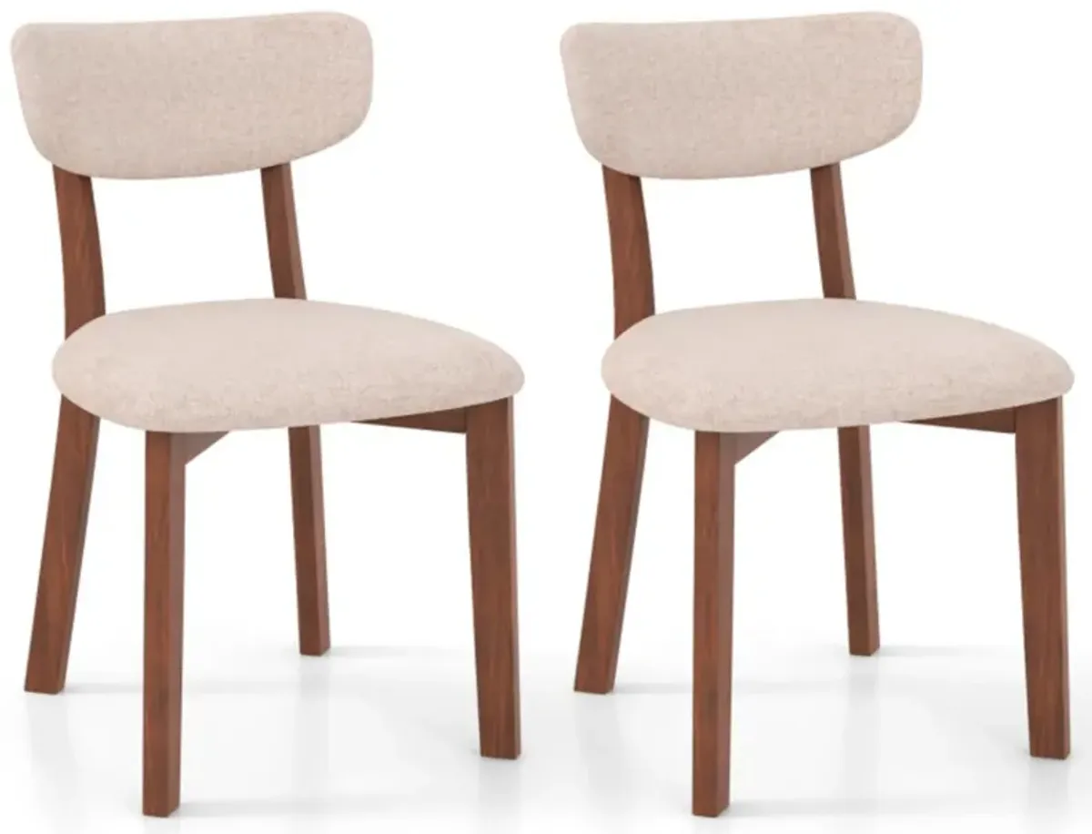 Hivvago Dining Chairs Set of 2 Upholstered Mid-Back Chairs with Solid Rubber Wood Frame