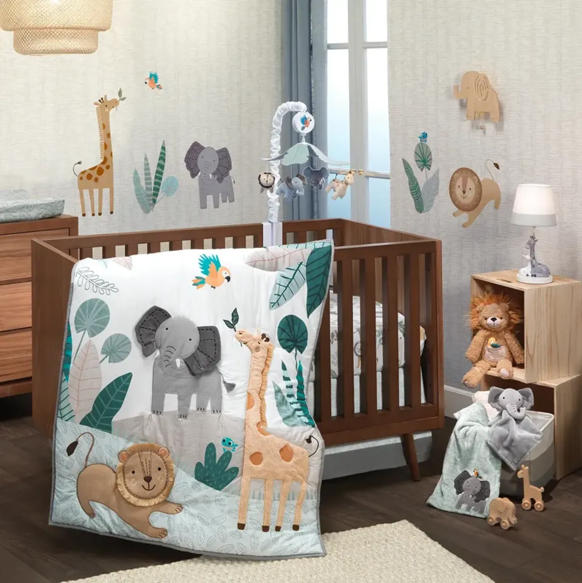 Lambs & Ivy Jungle Friends Soft, Warm & Cozy Safari Changing Pad Cover - Gray