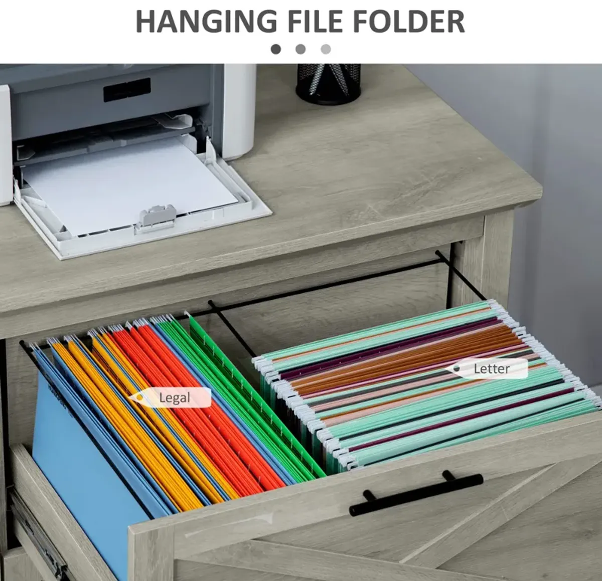 Grey Retro Organizer: 2-Drawer Lateral File Cabinet for Documents