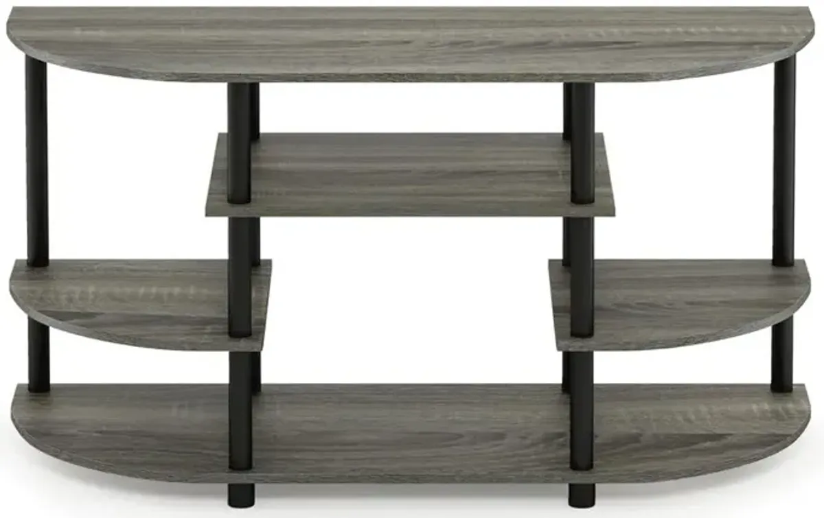 Furinno JAYA 15116 Simple Design Corner TV Stand, French Oak Grey/Black