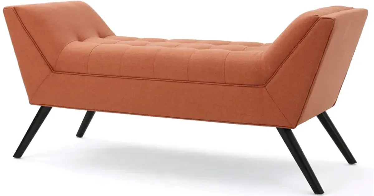 Modern Orange U-Shaped Bench with Plush Cushion