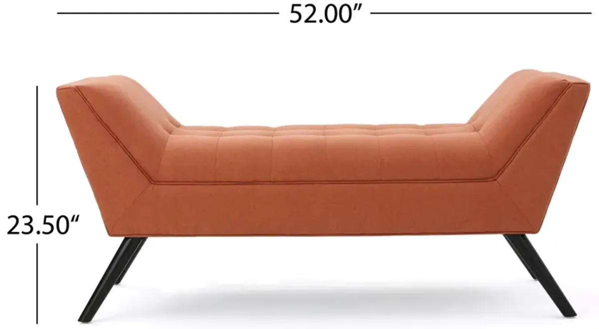 Modern Orange U-Shaped Bench with Plush Cushion