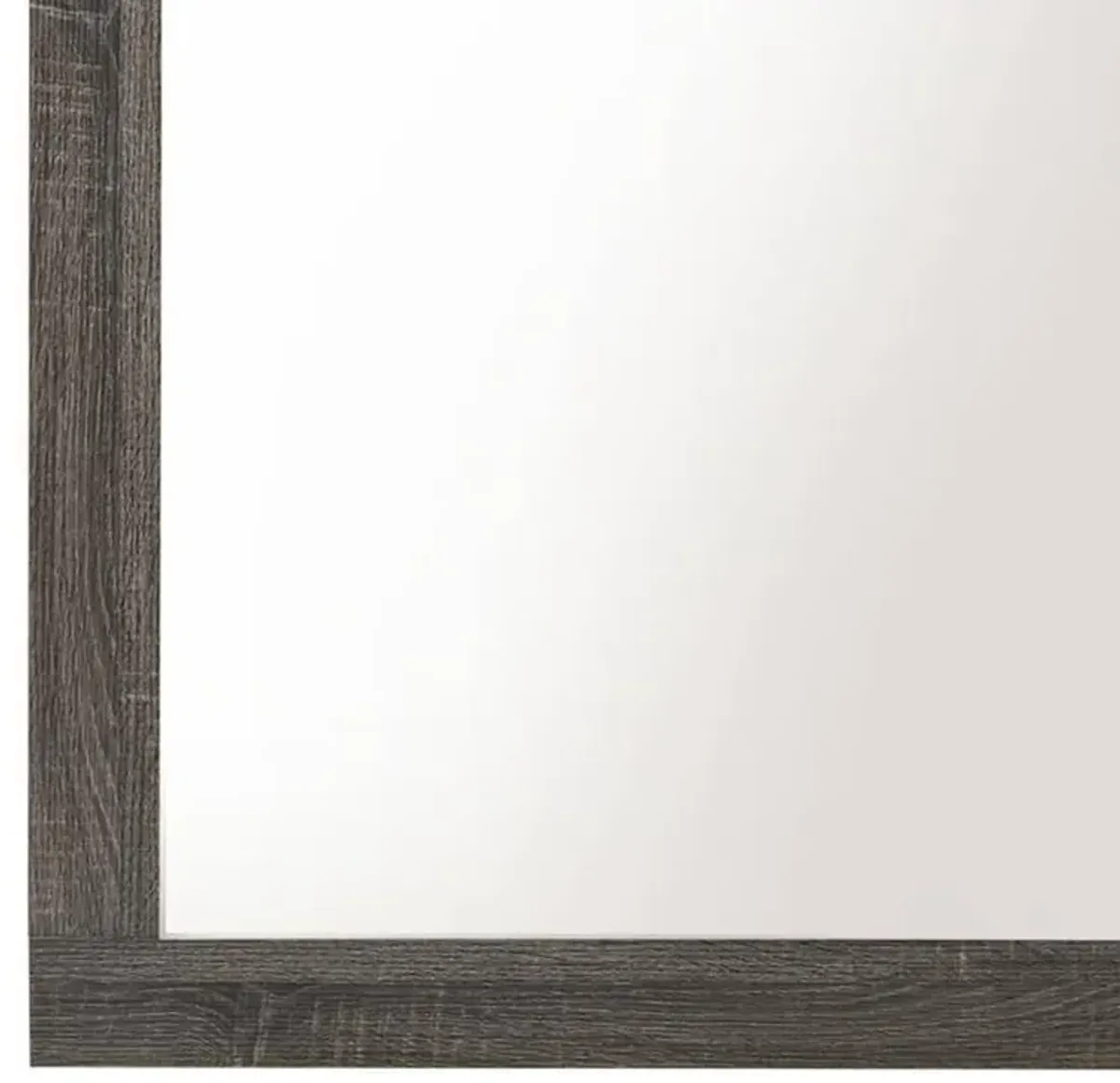 Transitional Style Grained Wood Encased Square Mirror, Gray - Benzara