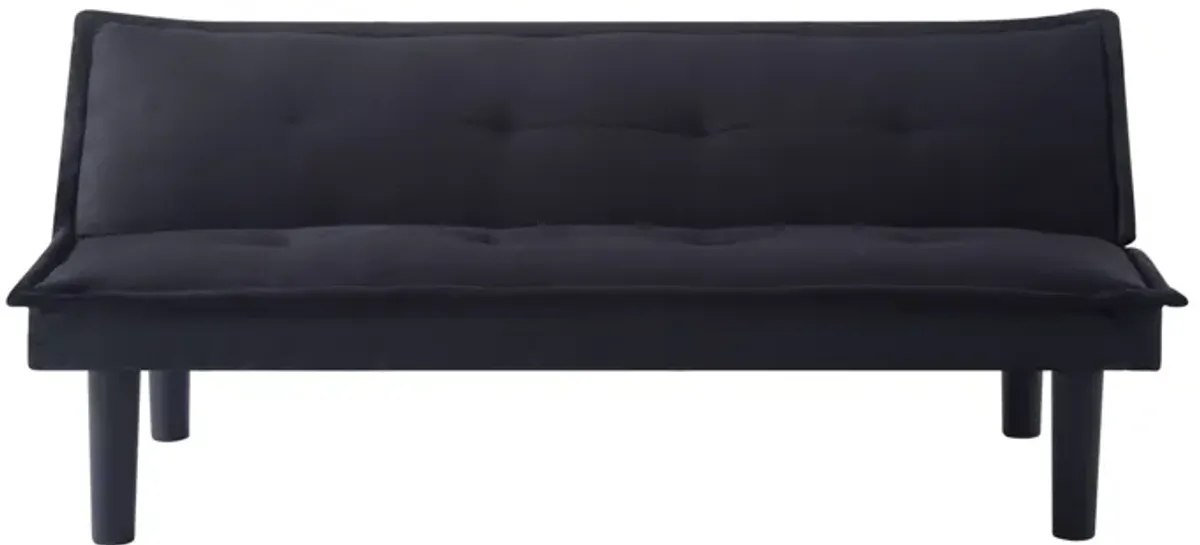 63.2 in. Black Velvet Twin Size Sofa Bed