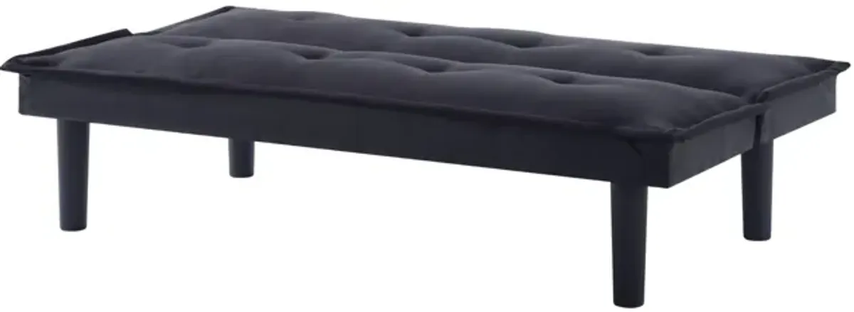 63.2 in. Black Velvet Twin Size Sofa Bed