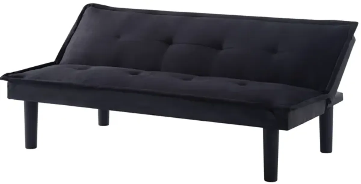 63.2 in. Black Velvet Twin Size Sofa Bed