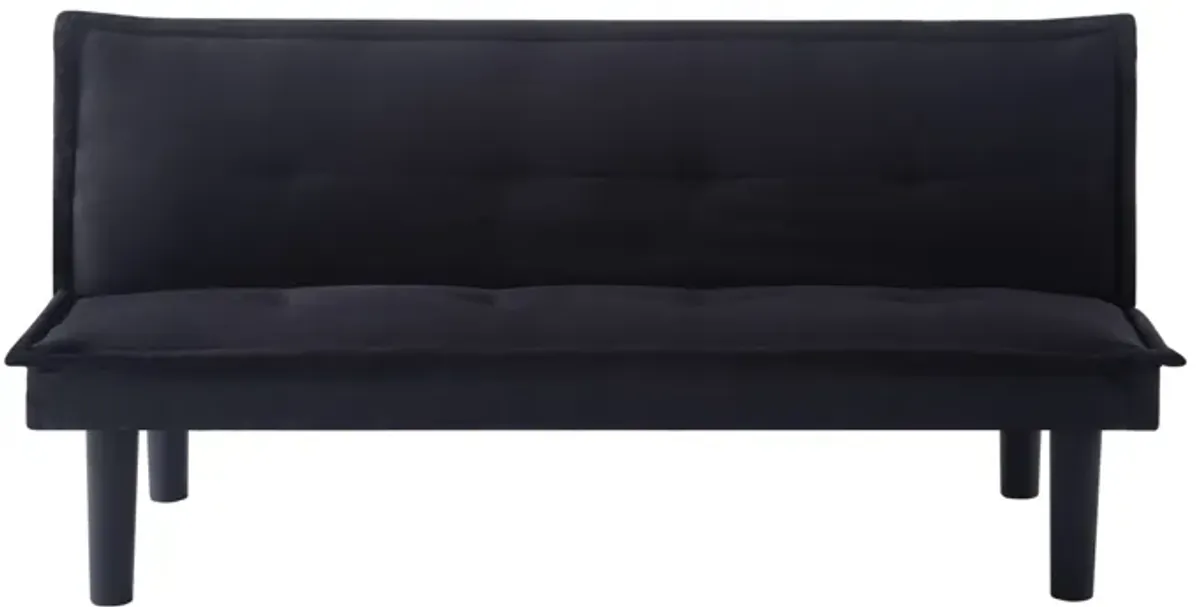 63.2 in. Black Velvet Twin Size Sofa Bed