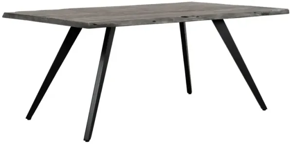 Salz 70 Inch Modern Dining Table, Acacia Wood, Live Edge, Gray, Black - Benzara