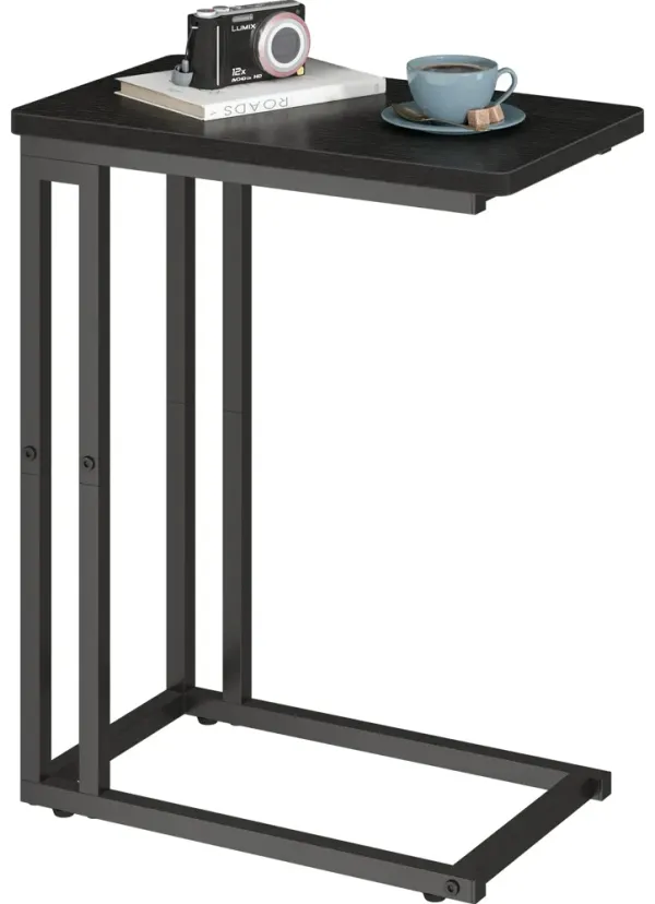 Yusong C Shaped End Table, Couch Side Table That Slide Under Sofa Bed, Small Table for Small Spaces, Skinny Overbed Table, Coffe