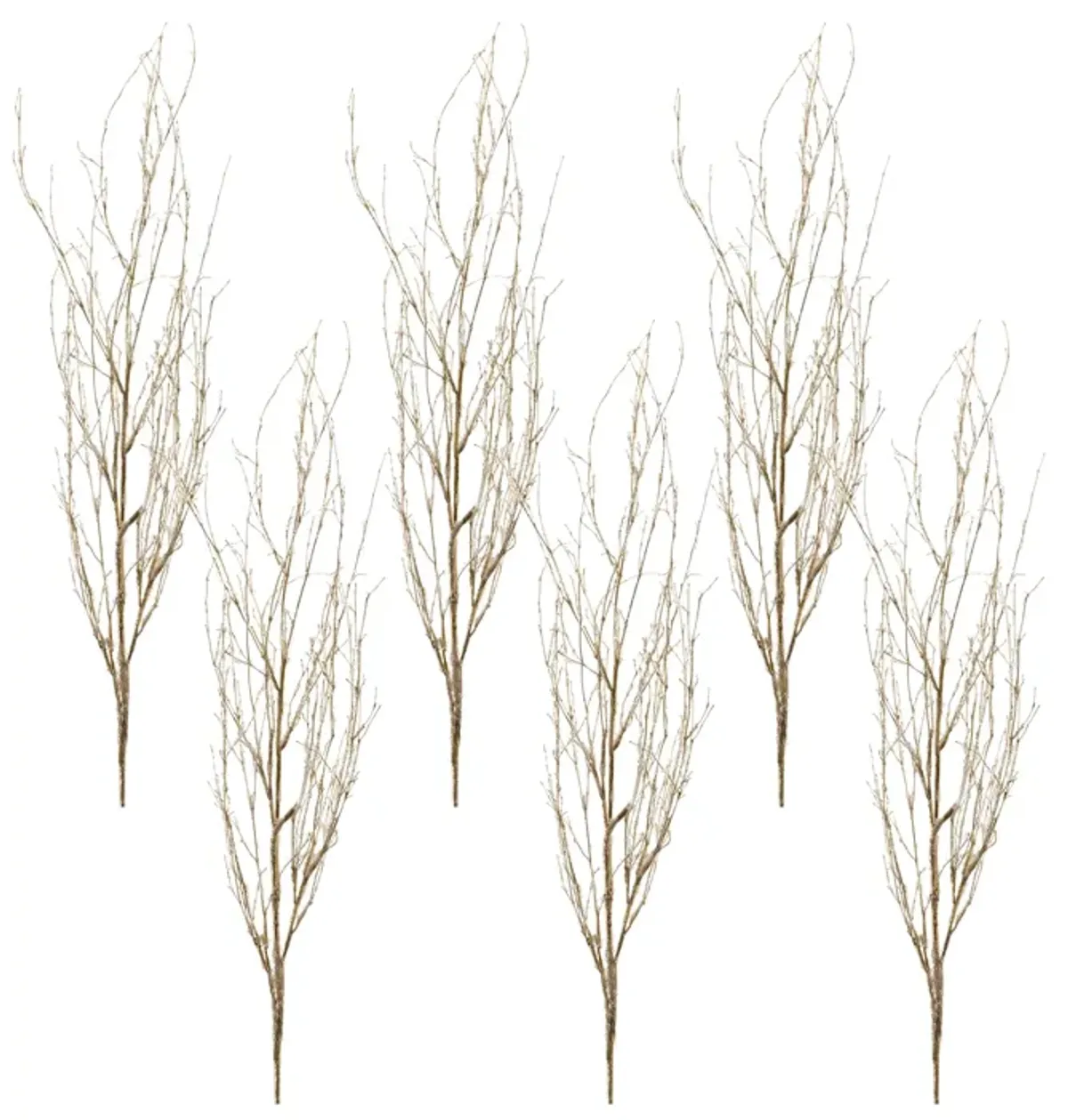 Set of 6 Glittered Decorative Branches for Holiday, Seasonal, and Home Decor