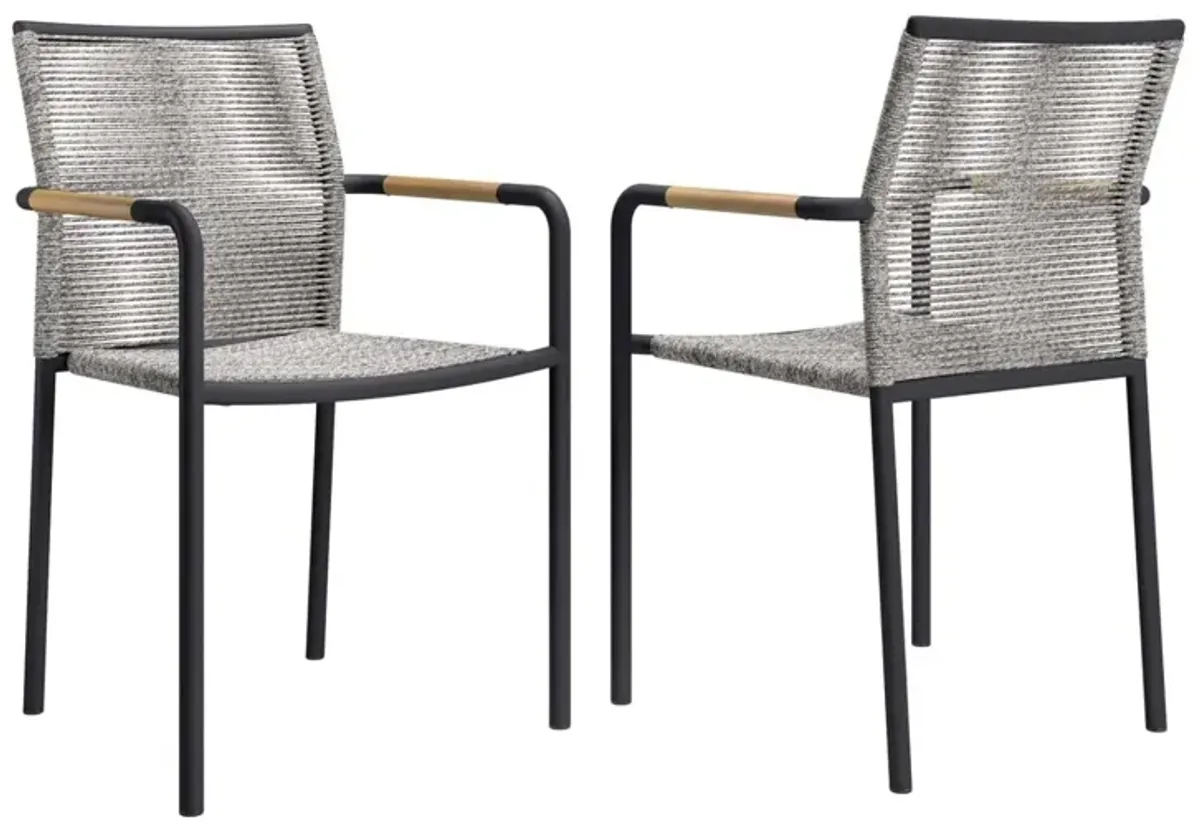 Modway Serenity Aluminum Outdoor Patio Armchairs in Light Gray (Set of 2)