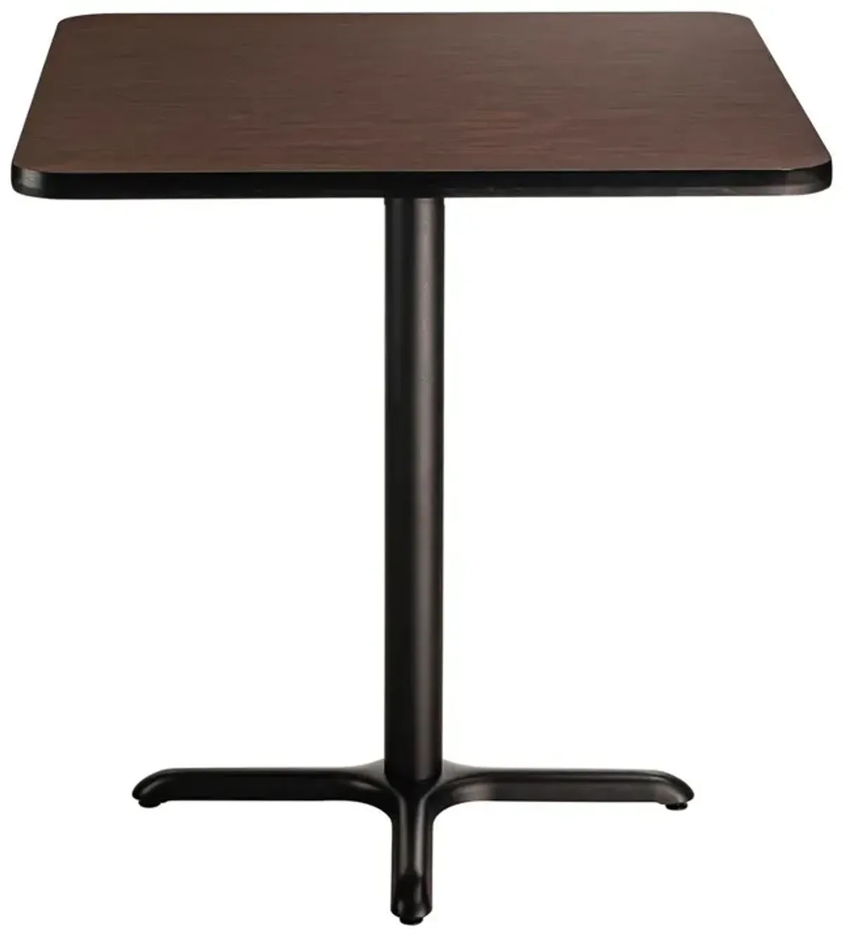 NPS® Café Table, 36" Square, "X" Base, 36" Height, Particleboard Core/T-Mold, Brown