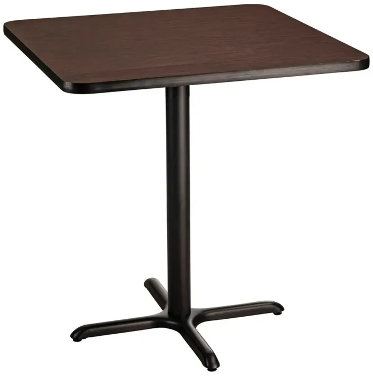 NPS® Café Table, 36" Square, "X" Base, 36" Height, Particleboard Core/T-Mold, Brown