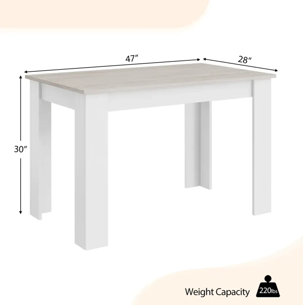 47 Inches Dining Table for Kitchen and Dining Room