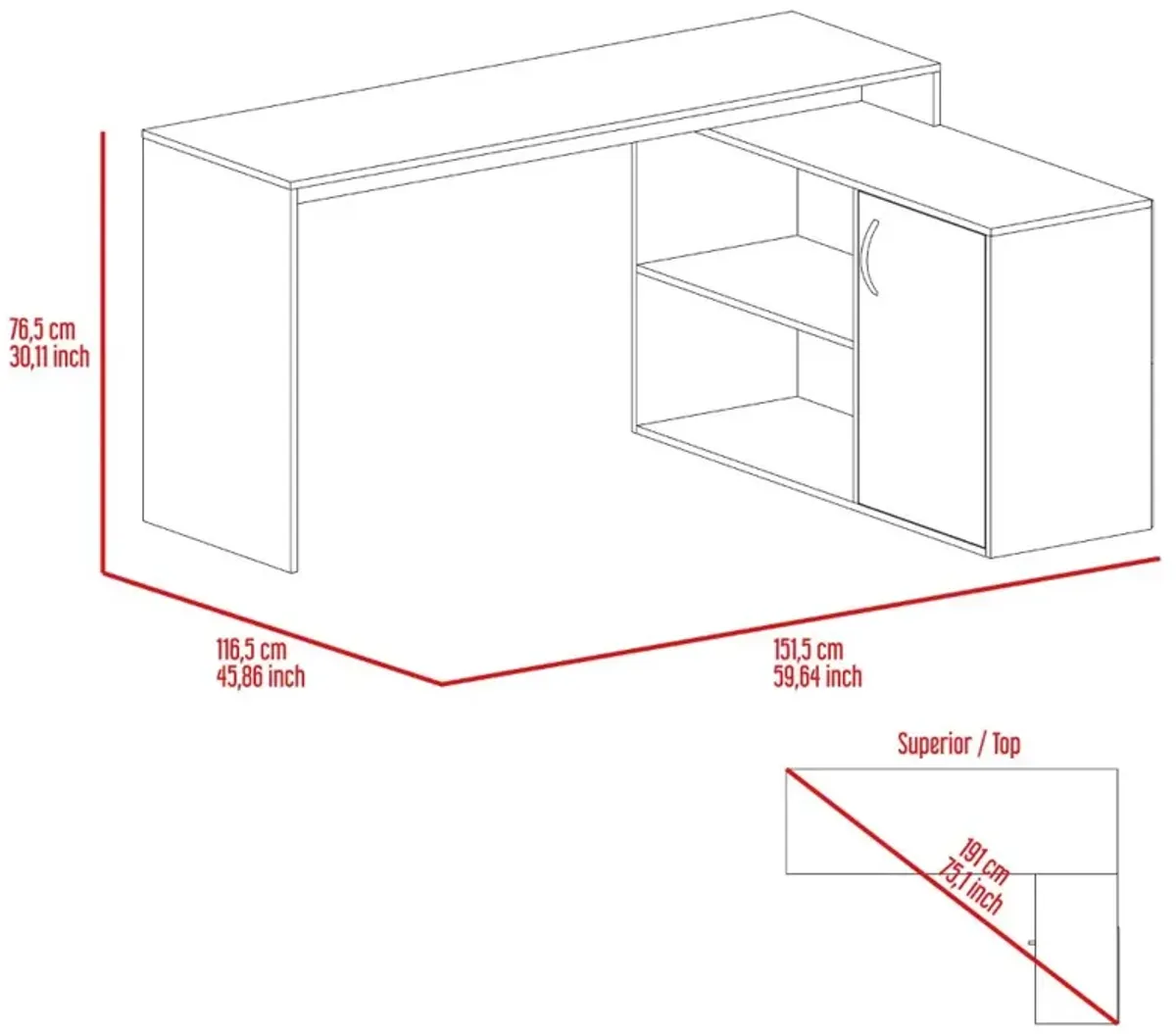 L-Shaped Desk Desti, Office, Smoky Oak