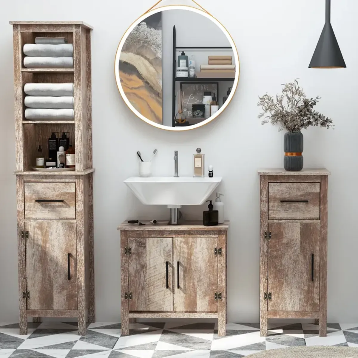 Reclaimed Wood Storage: Under-Sink Bathroom Cabinet with Double Doors