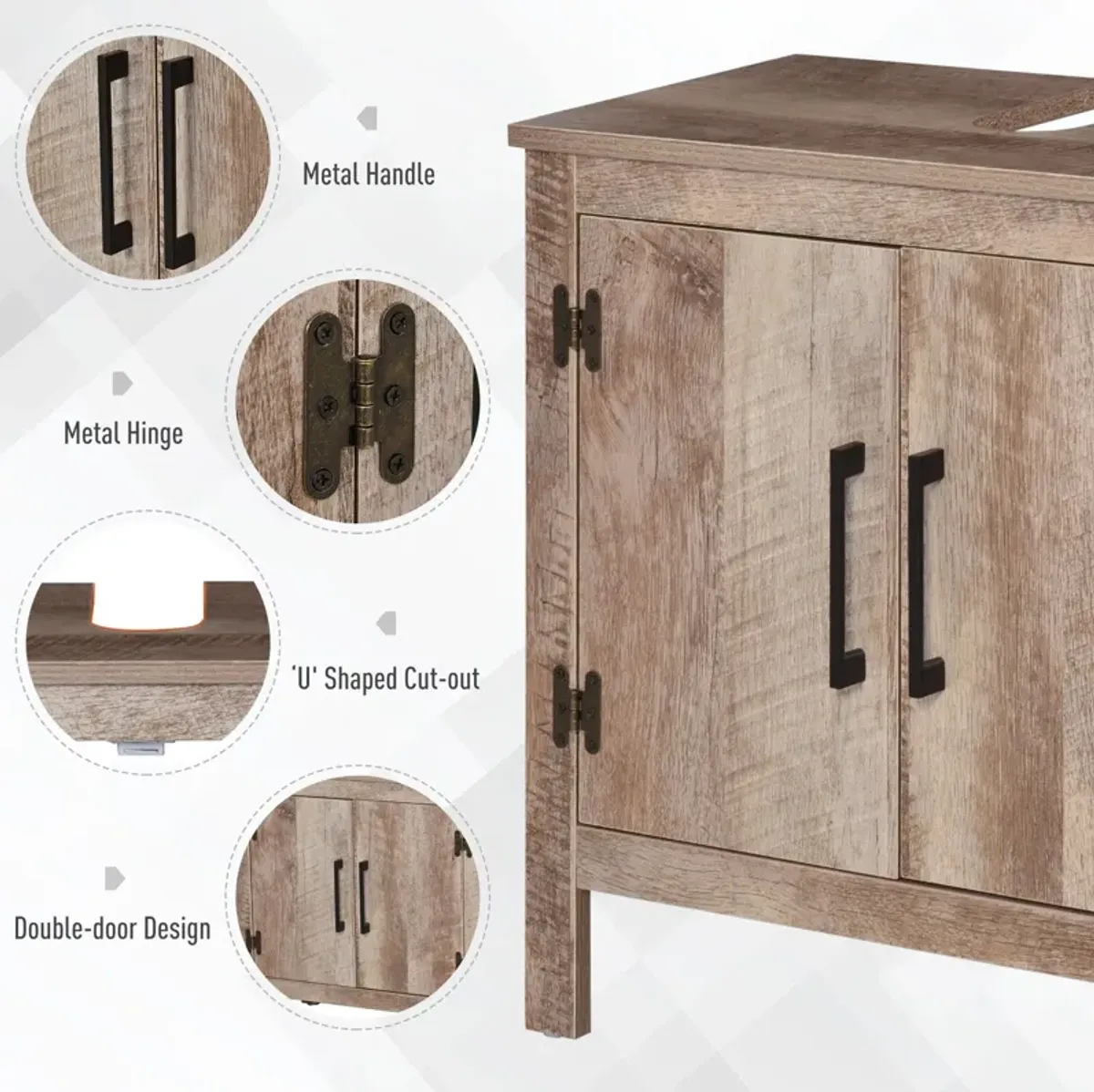 Reclaimed Wood Storage: Under-Sink Bathroom Cabinet with Double Doors