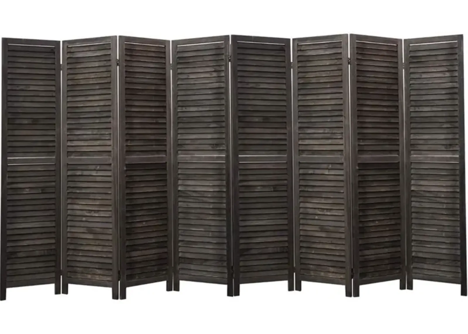 Legacy Decor 8 Panel Room Divider Full Length Wood Shutters Louver White