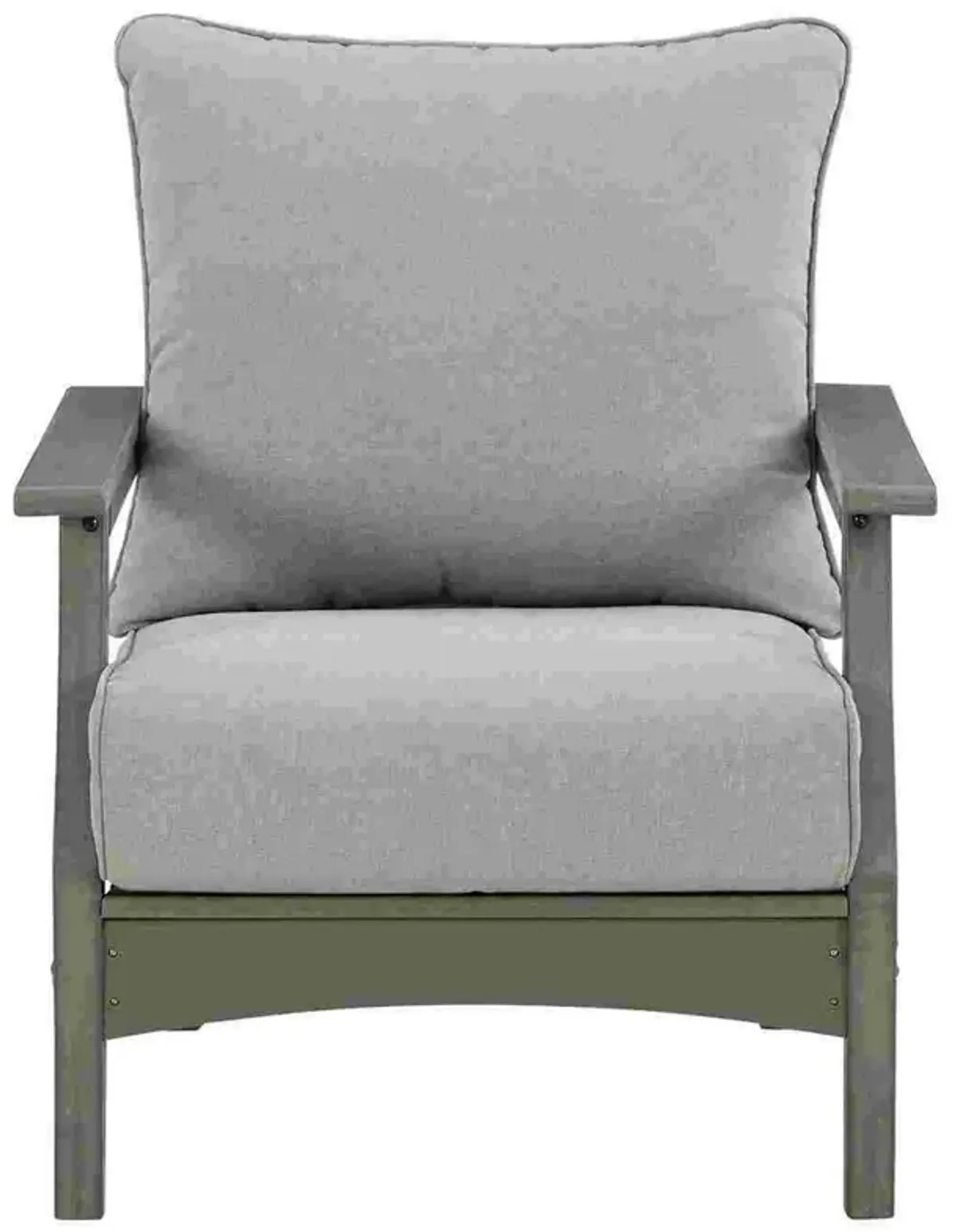 Outdoor Lounge Chair with Slatted Design and Cushions, Set of 2, Gray-Benzara