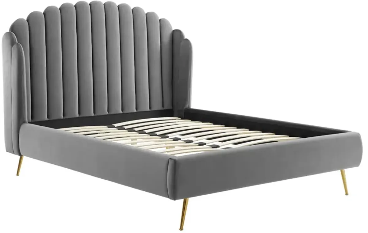 Modway - Lana Queen Performance Velvet Wingback Platform Bed