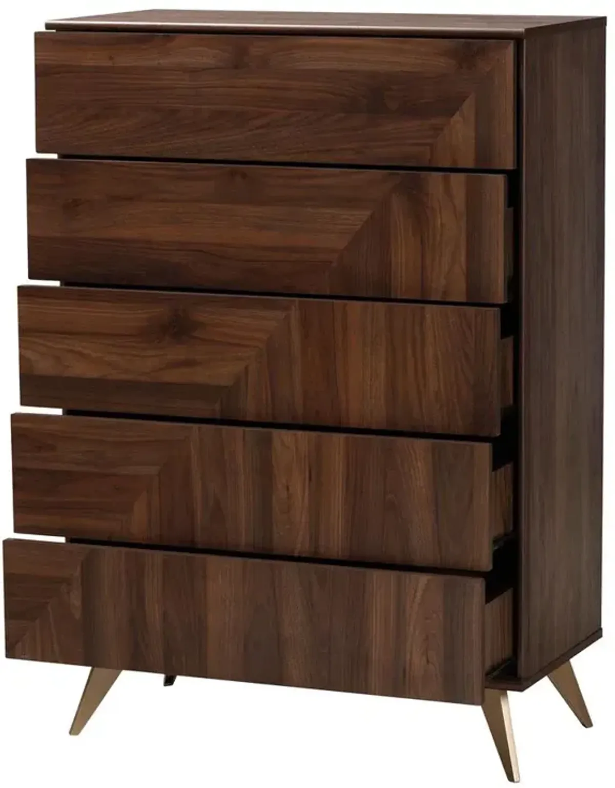 Baxton Studio Transitional Walnut Brown Finished Wood 5-Drawer Storage Chest