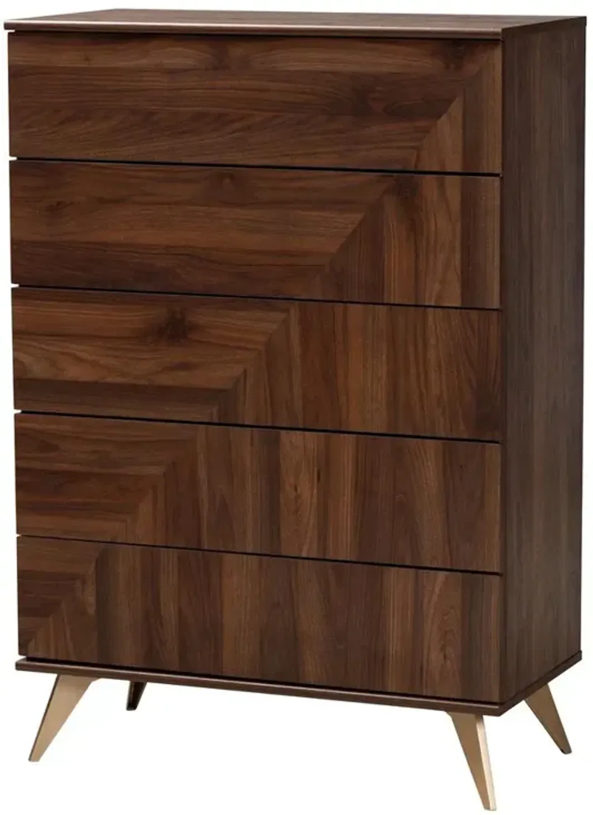 Baxton Studio Transitional Walnut Brown Finished Wood 5-Drawer Storage Chest