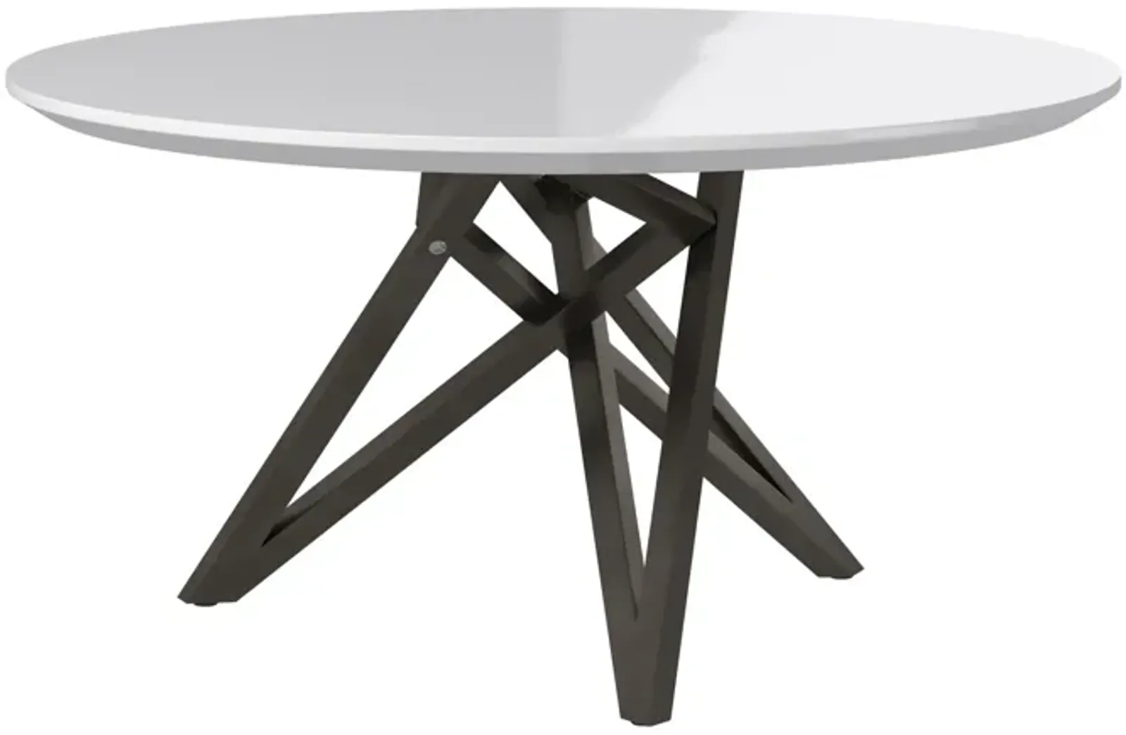 Kimya 47 Inch Dining Table, Round Wood Top, Angled Steel Legs, White, Black - Benzara