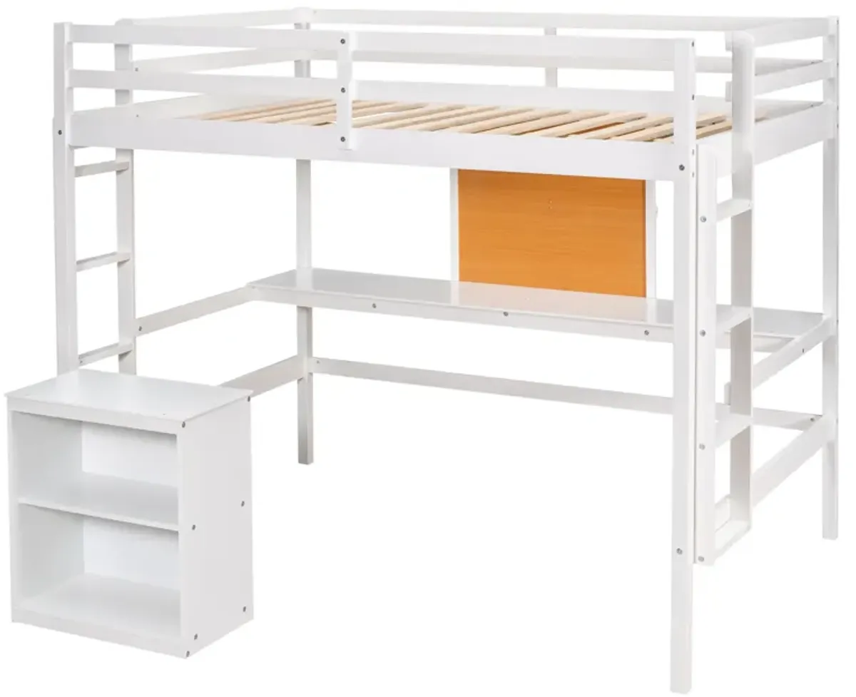 Merax Modern  Wooden Loft Bed with Desk