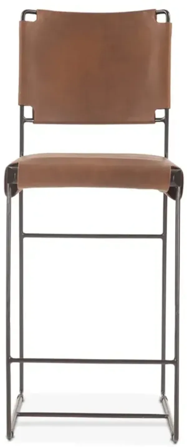 World Interiors Melbourne 17In Buffalo Leather And Iron Counter Chair Brown