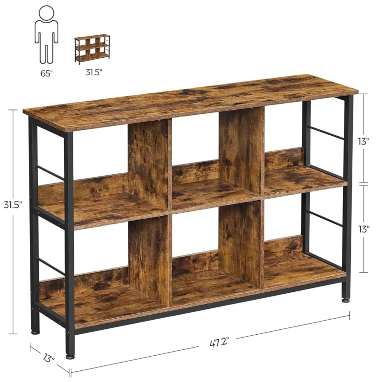 Modern Bookcase with 6 Storage Cubes for Elegant Organization