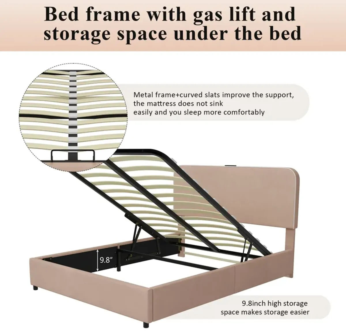 Merax Hydraulic Storage Bed Platform Bed