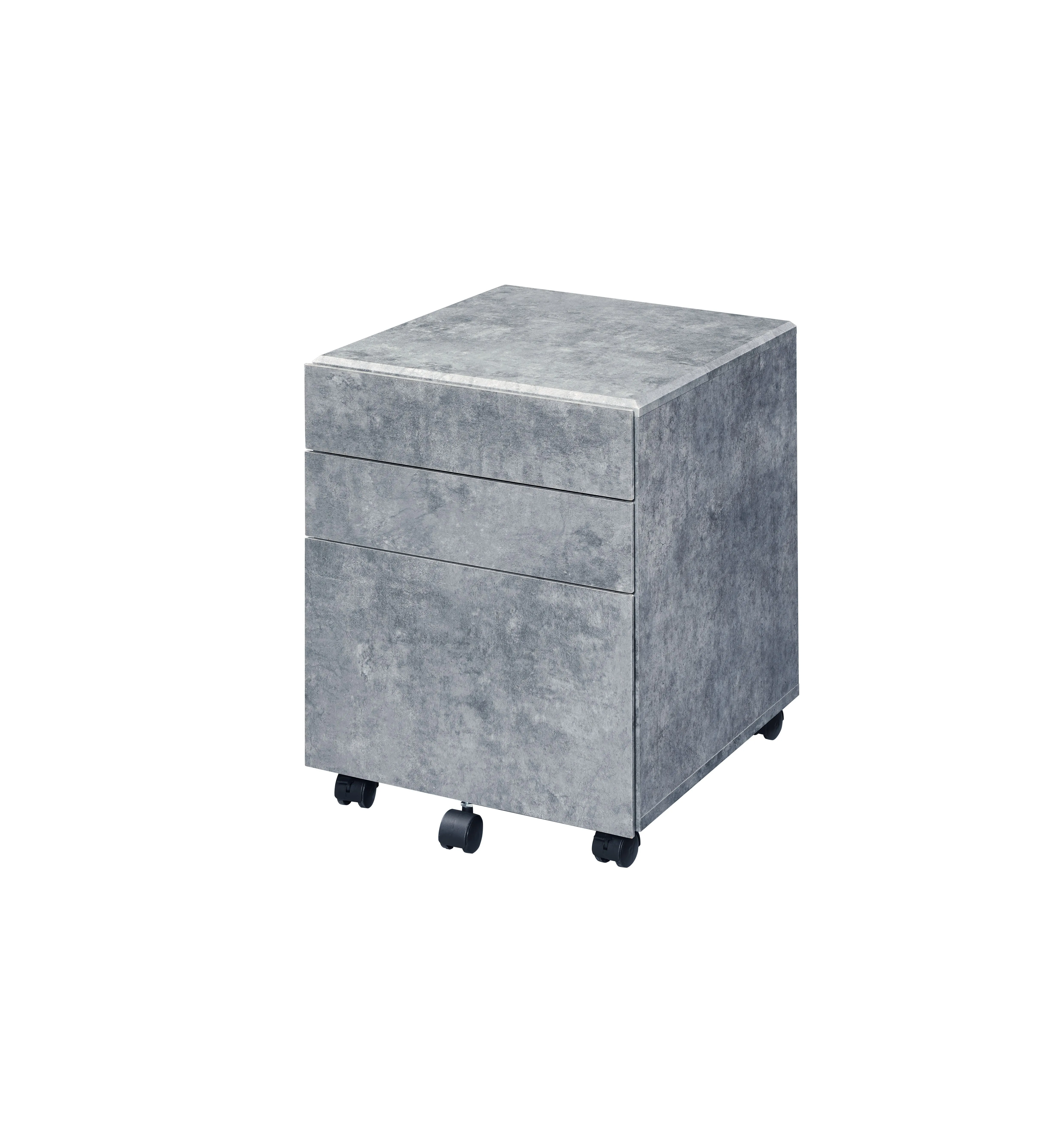 Jurgen File Cabinet, Faux Concrete & Silver