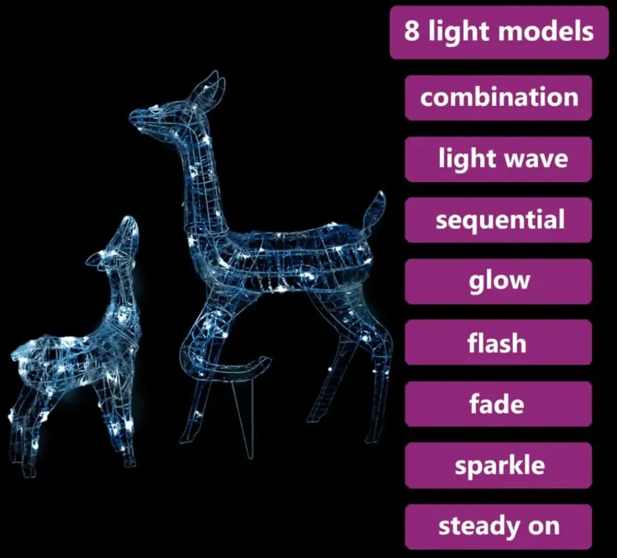 vidaXL Acrylic Reindeer Family Christmas Decoration 160 LED Cold White