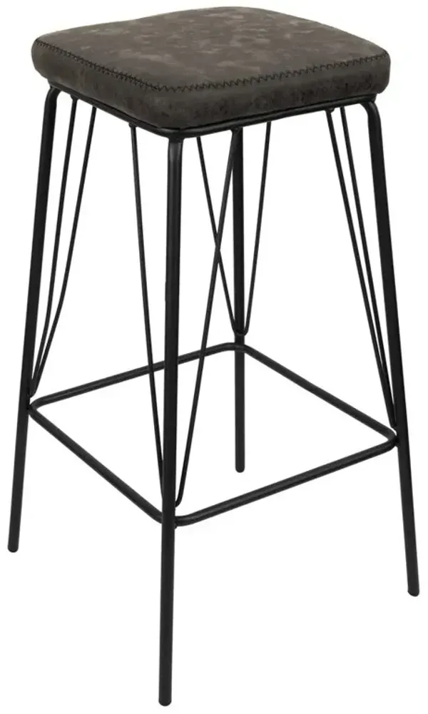 LeisureMod Millard Leather Bar Stool With Metal Frame