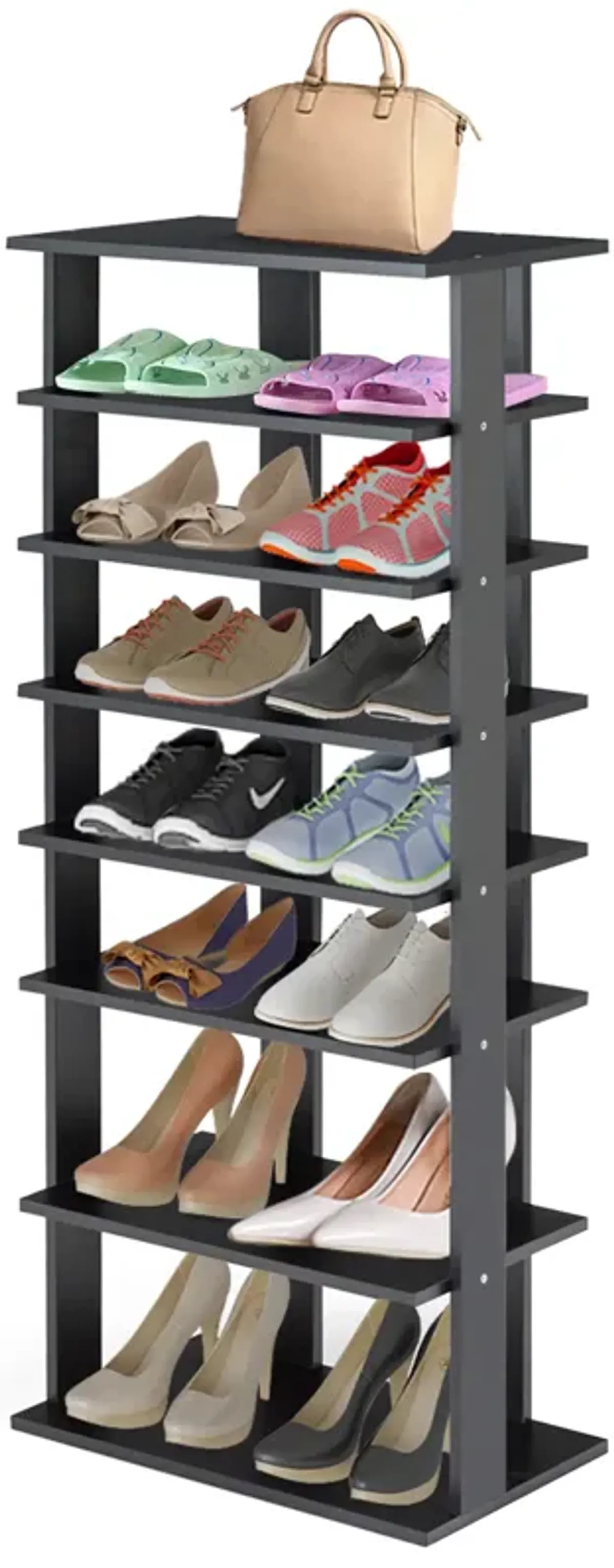 7-Tier Dual Shoe Rack Free Standing Shelves Storage Shelves Concise