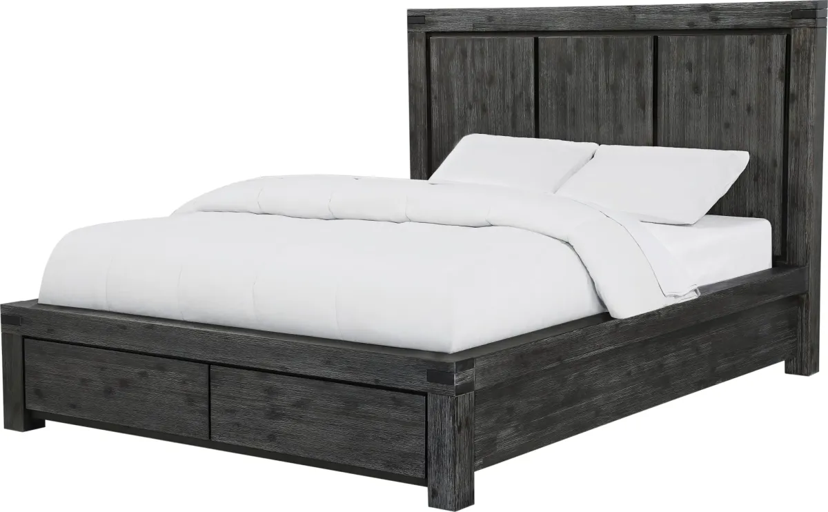 Meadow King-Size Solid Wood Storage Bed in Graphite