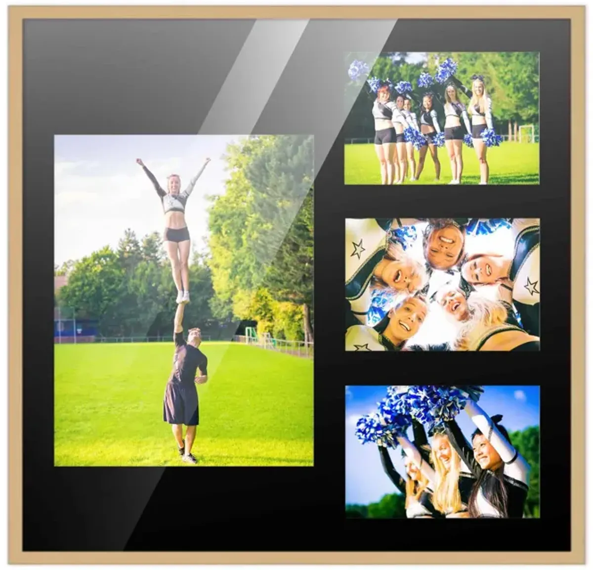 14.5x16 Wood Collage Frame with a Black Mat for 8x10 & 4x6 Pictures