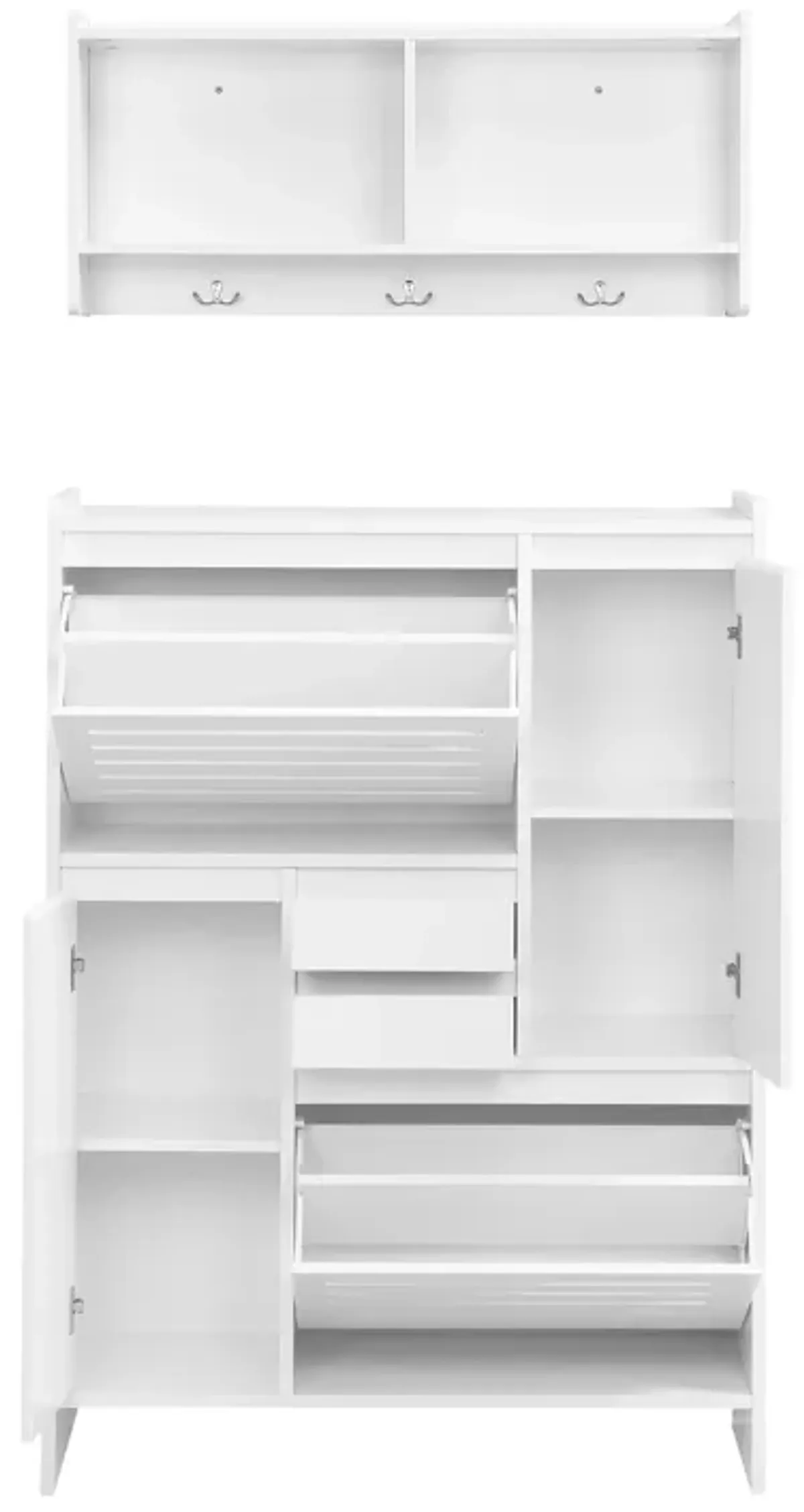 Merax 2 Pieces Shoe Cabinet with 2 Flip Drawers and Wall Cabinet