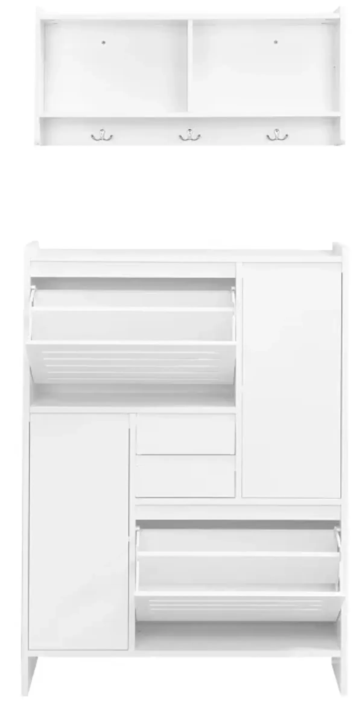 Merax 2 Pieces Shoe Cabinet with 2 Flip Drawers and Wall Cabinet