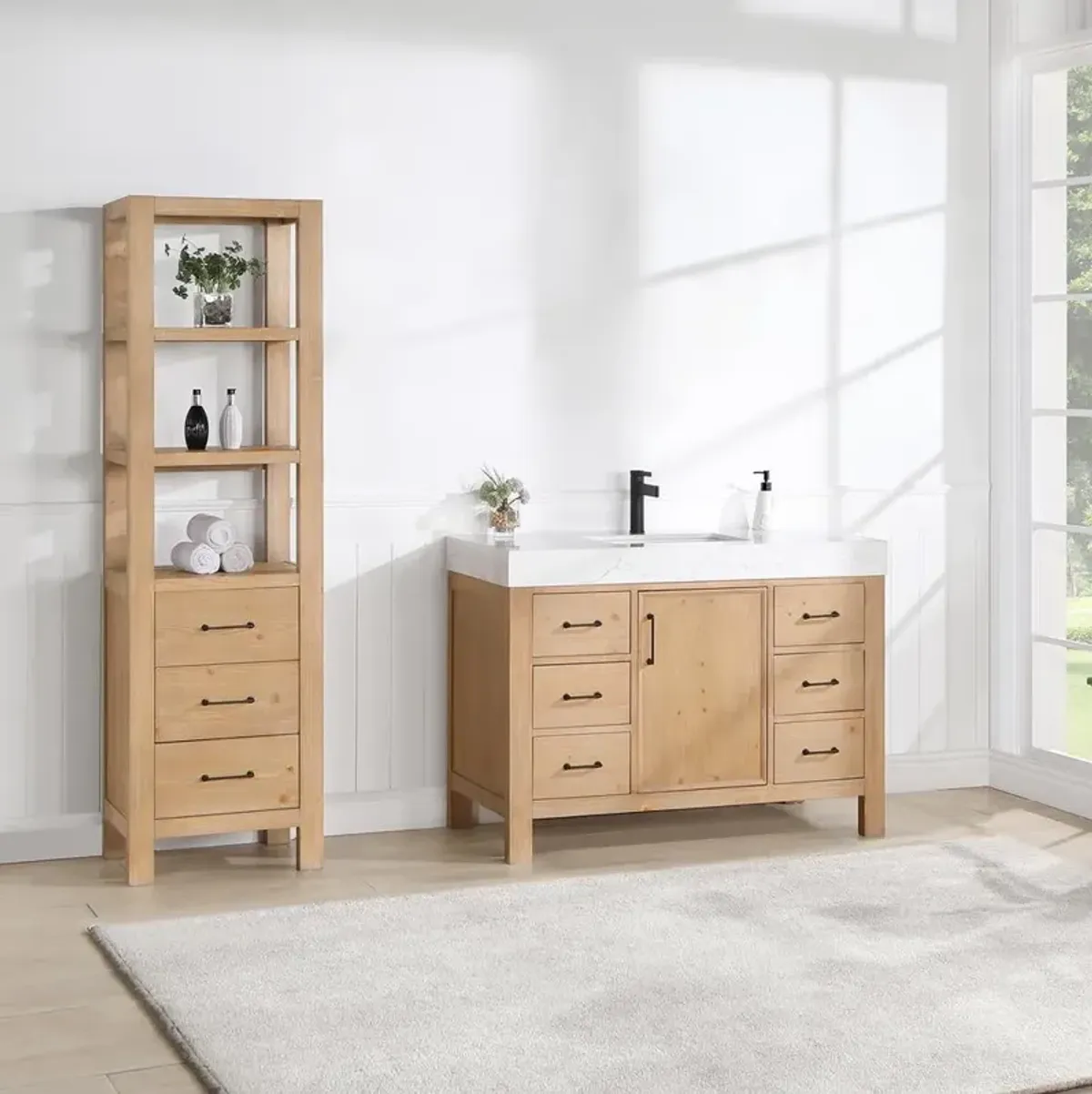 Vinnova Design Free-standing Single Bathroom Vanity with Composite top in Lightning White