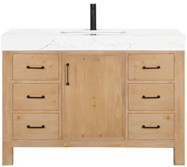Vinnova Design Free-standing Single Bathroom Vanity with Composite top in Lightning White