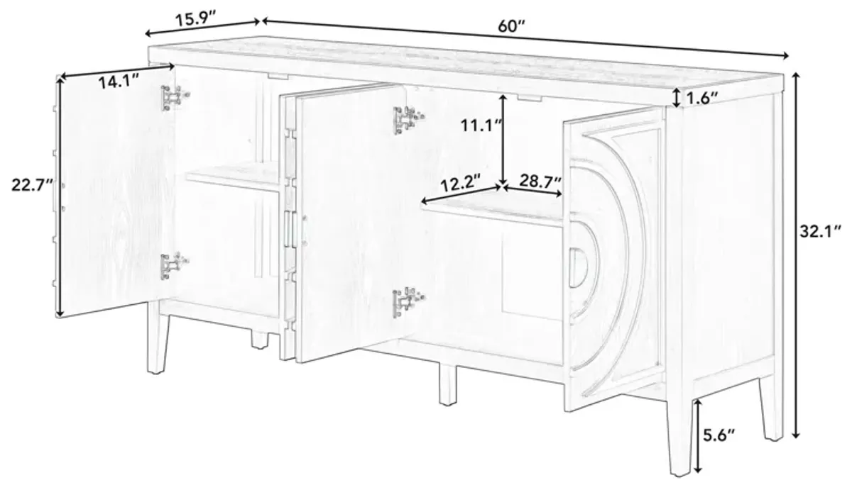 Merax Retro Circular Groove Door Sideboard