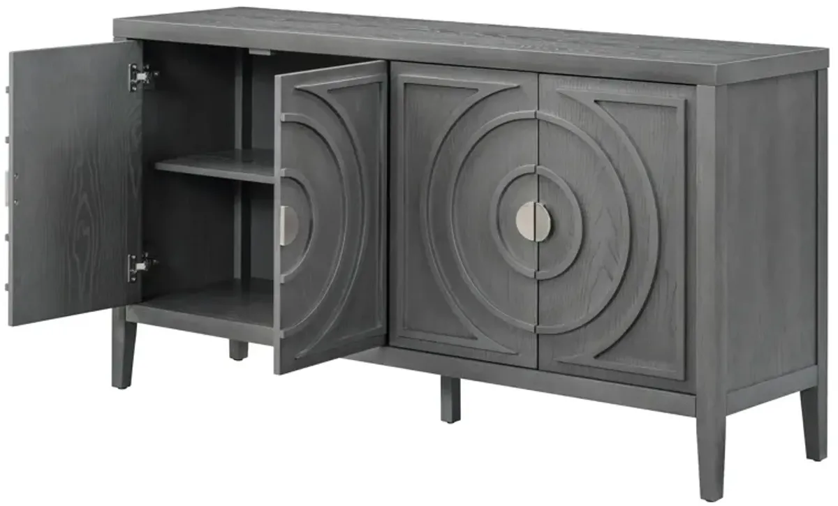 Merax Retro Circular Groove Door Sideboard