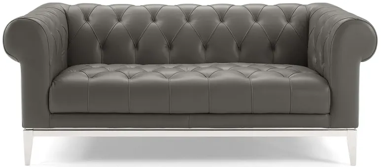 Idyll Tufted Button Upholstered Leather Chesterfield Loveseat