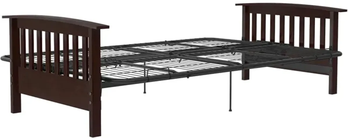 Elbi Full Size Wood Arm and Black Metal Futon Frame