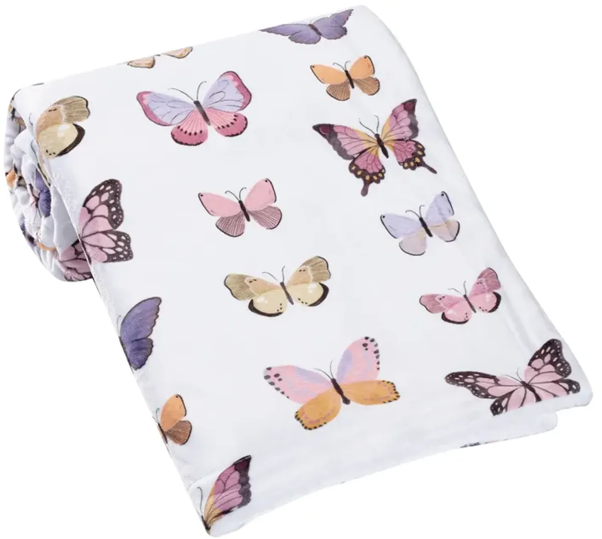 Lambs & Ivy Butterfly Dreams Ultra-Soft Fleece/Faux Shearling Baby Blanket